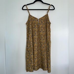Willow+Root Yellow Cheetah-Print Spaghetti-Strap Dress Size XS